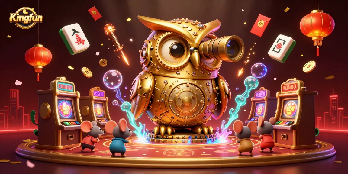 Experience thrilling action at Kingfun with a dynamic casino scene showcasing vibrant characters and elements.