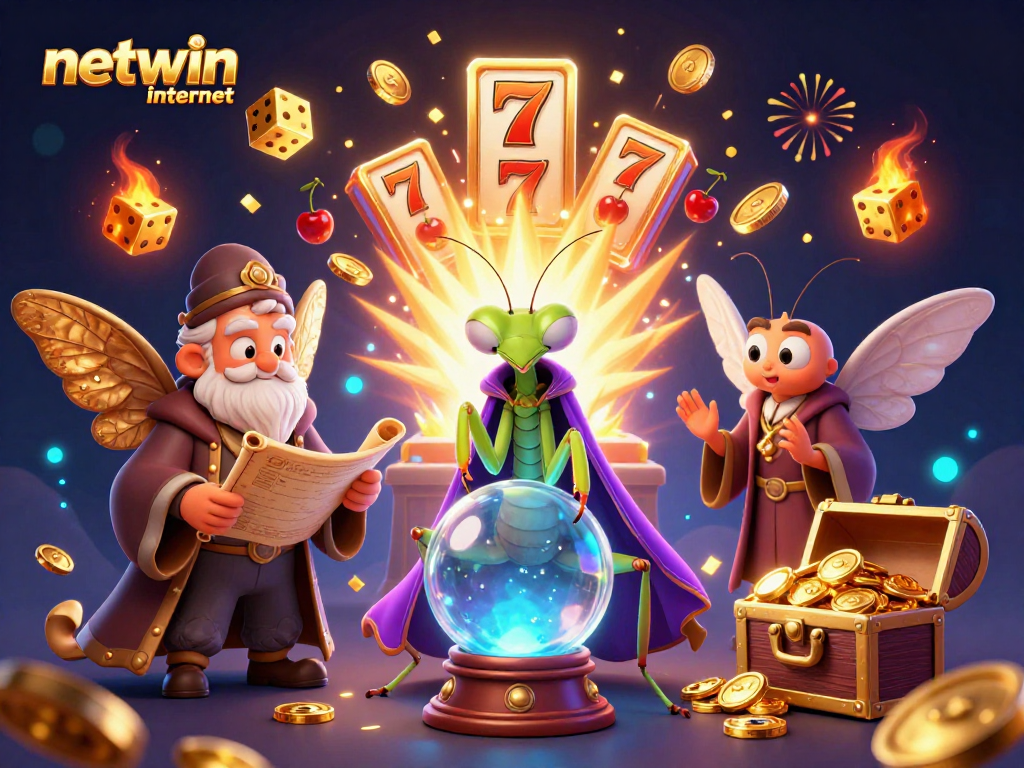 Spin to win at netwin internet with a magical scene of fortune tellers and jackpot excitement.