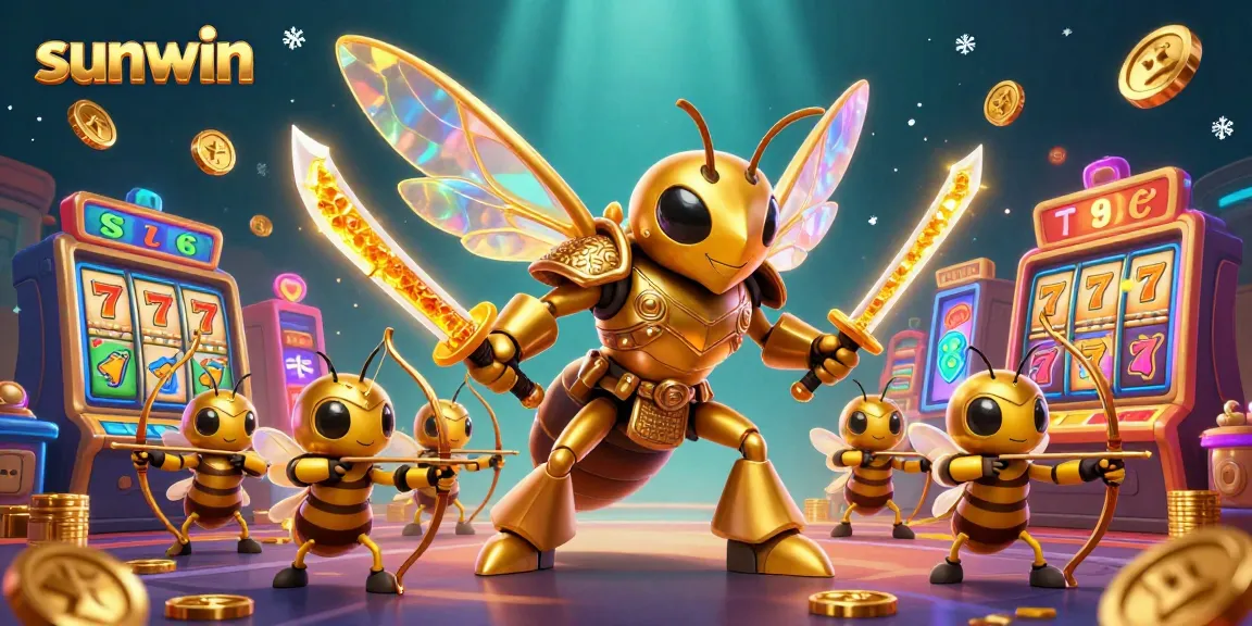Experience thrilling casino action at sunwin with a giant golden hornet and exciting game elements.