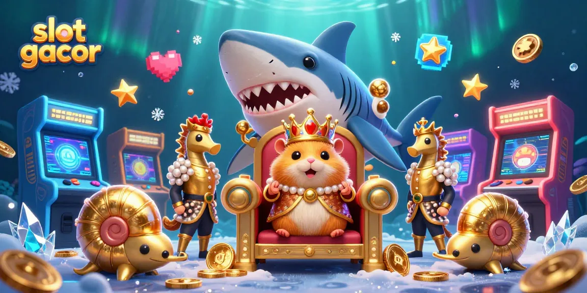 Engage with slot gacor excitement featuring a golden hamster king in a colorful casino scene.