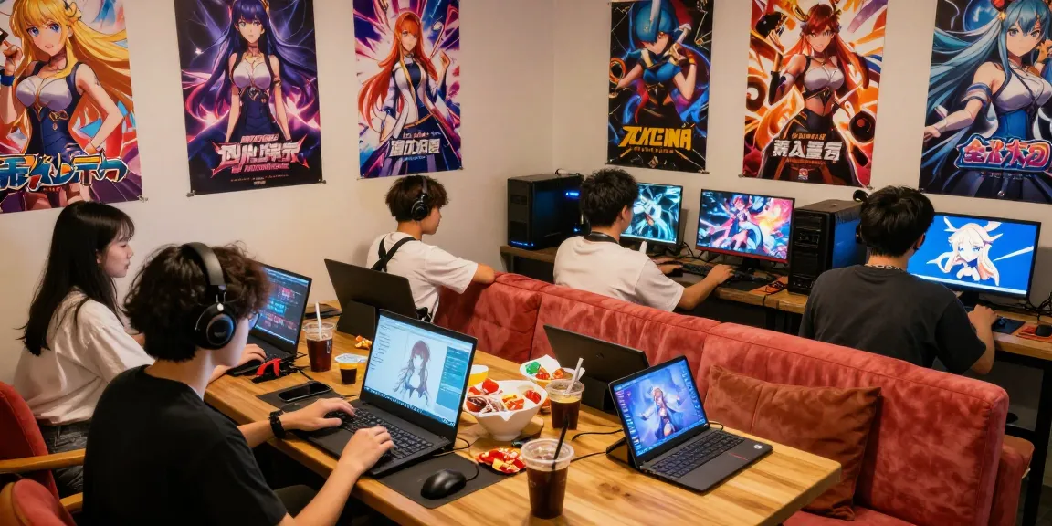 Engaging scene of players enjoying ecchi games in a vibrant gaming environment featuring colorful anime art.