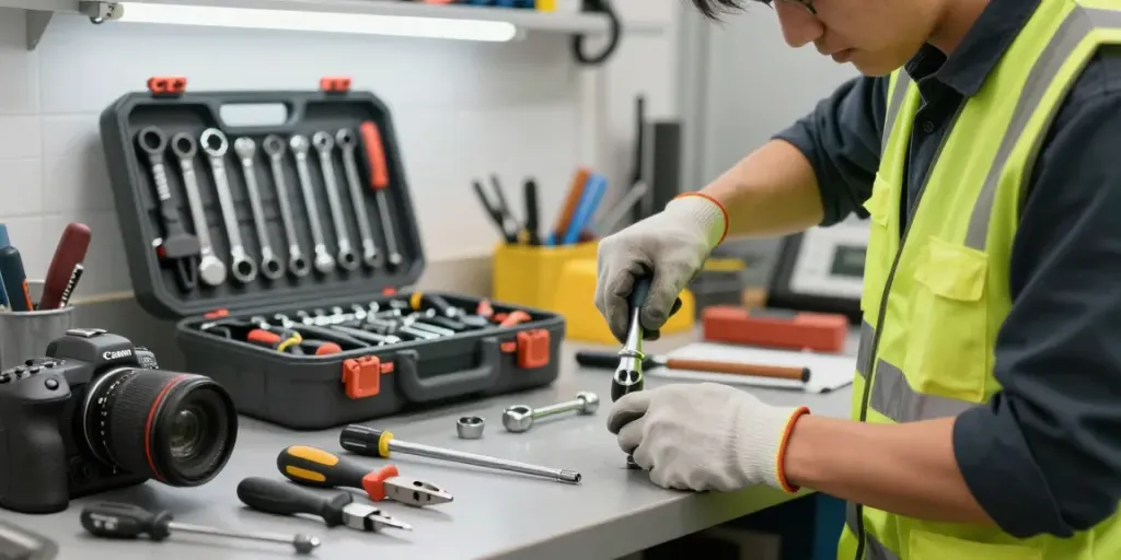 Technician using KS Tools in a professional workshop setting